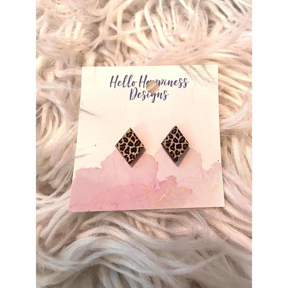 Hello Happiness Leopard Print Stud Earrings Hypoallergenic & Nickel-Free